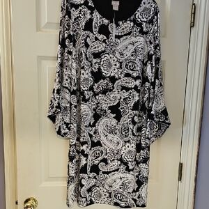 Chico's Paisley Black White Dress NWT